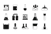 Chemical pots icon set, simple style