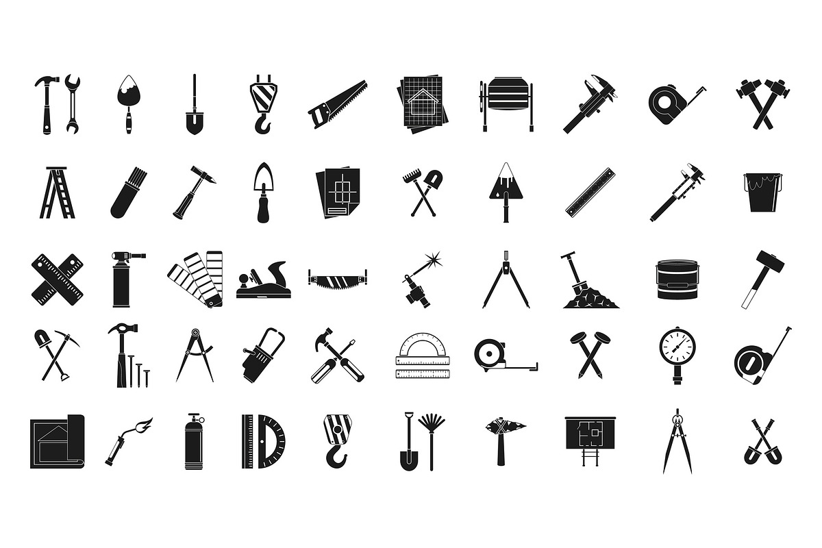 Construction tools icon set in Illustrations - product preview 8