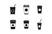 Plastic cup icon set, simple style
