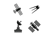 Satellite icon set, simple style