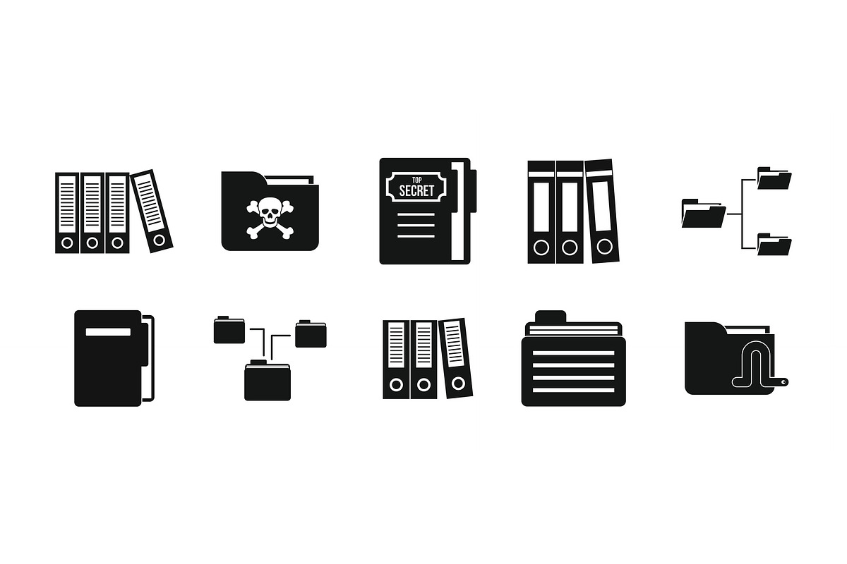 Folder icon set, simple style in Illustrations - product preview 8