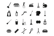 Cleaning tools icon set