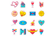 Mother Day icons set, cartoon style