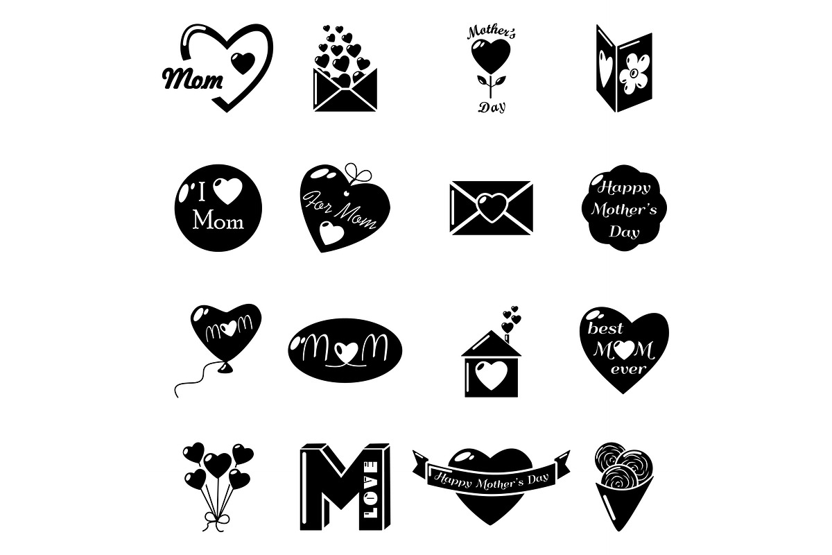 Mother Day icons set, simple style in Illustrations - product preview 8