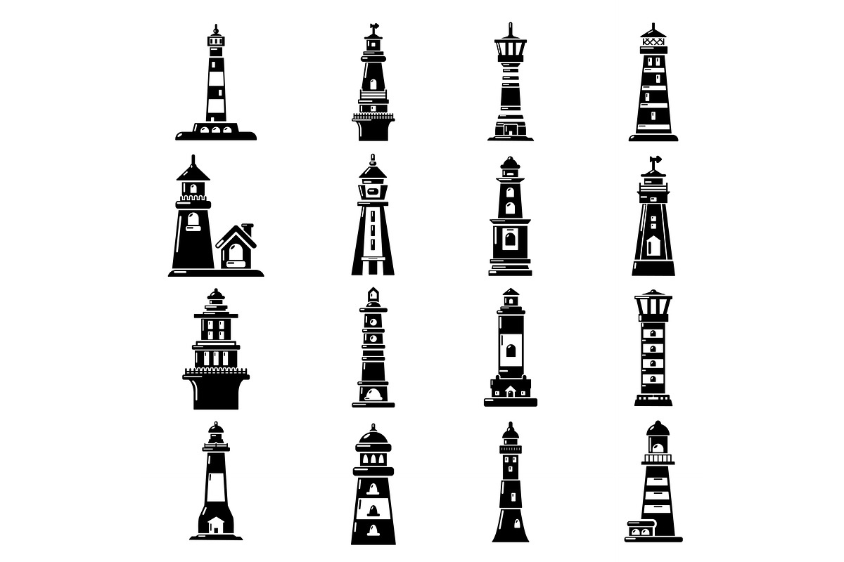 Lighthouse icons set, simple style in Illustrations - product preview 8