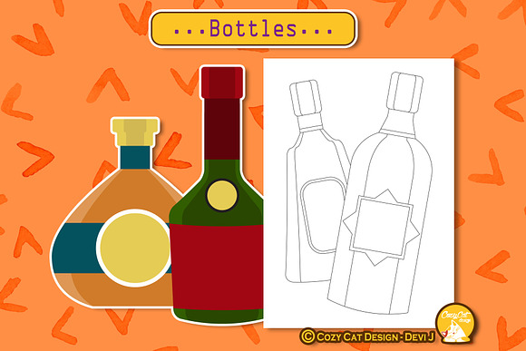 Bottles Coloring Pages in Illustrations - product preview 2