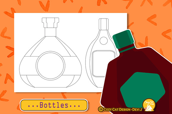 Bottles Coloring Pages in Illustrations - product preview 3