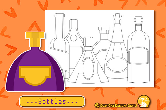 Bottles Coloring Pages in Illustrations - product preview 4