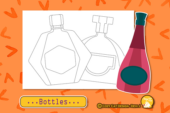Bottles Coloring Pages in Illustrations - product preview 5