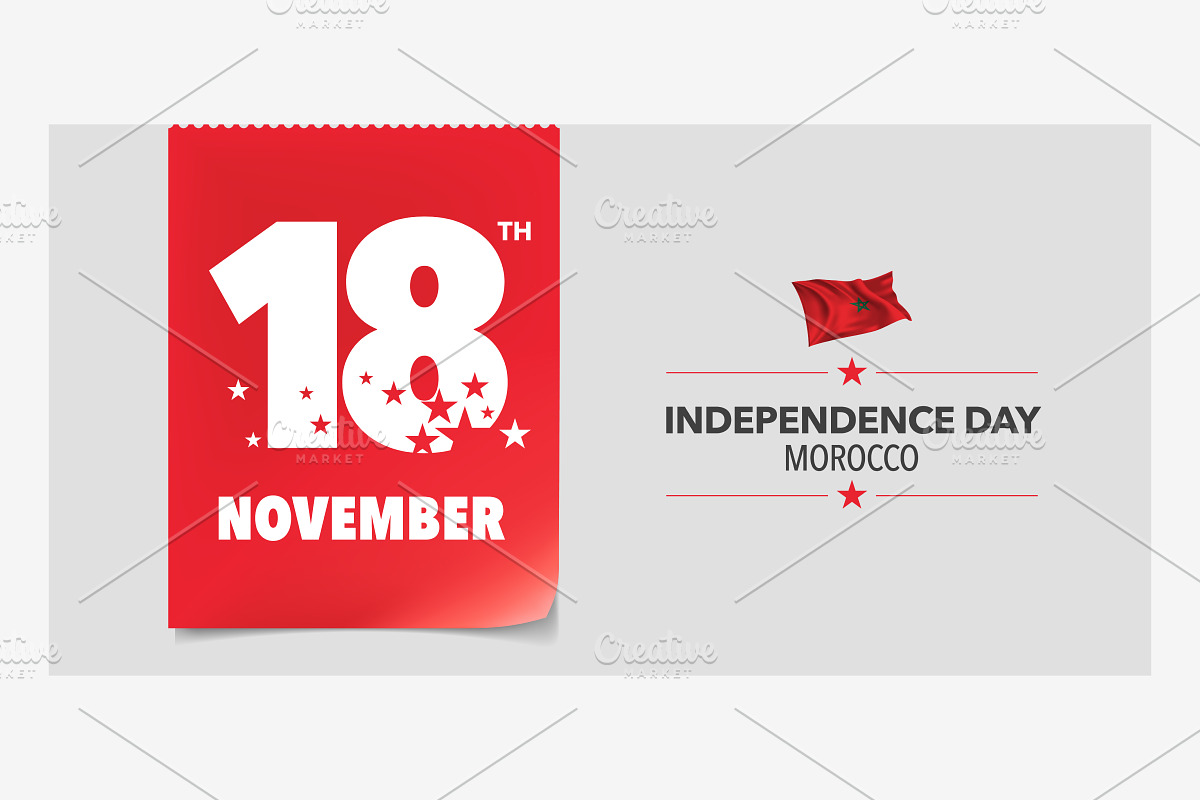 Morocco independence day vector card in Illustrations - product preview 8