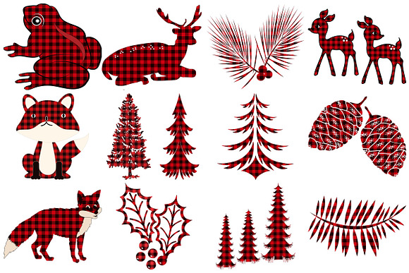 Buffalo Plaid Forest Animals Vector in Illustrations - product preview 2