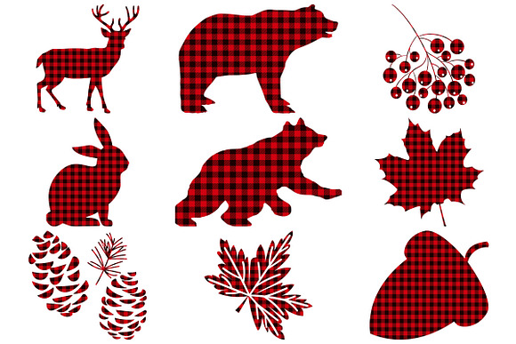 Buffalo Plaid Forest Animals Vector in Illustrations - product preview 3