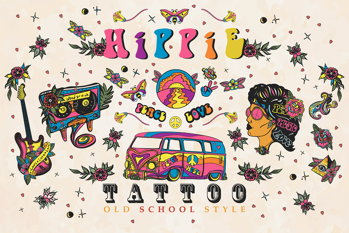 Hippie tattoo in Graphics - product preview 8