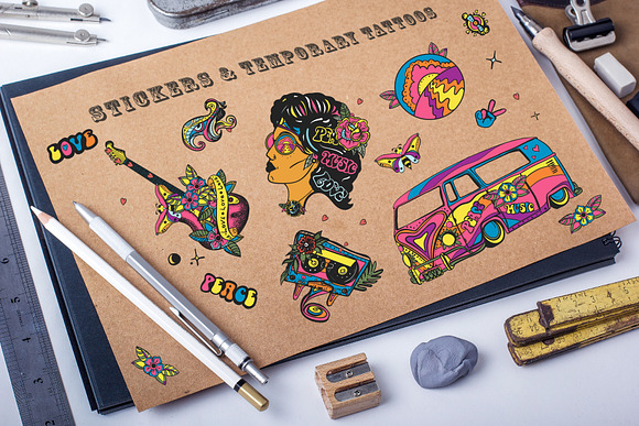 Hippie tattoo in Graphics - product preview 3