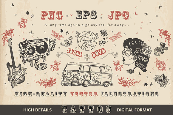 Hippie tattoo in Graphics - product preview 4