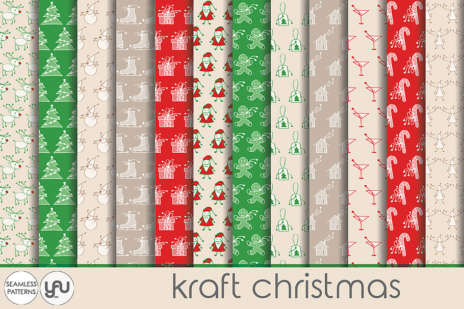 Kraft digital paper: "CHRISTMAS" in Patterns - product preview 8