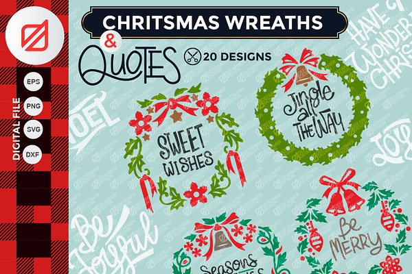 Christmas Wreaths and Quote SVG