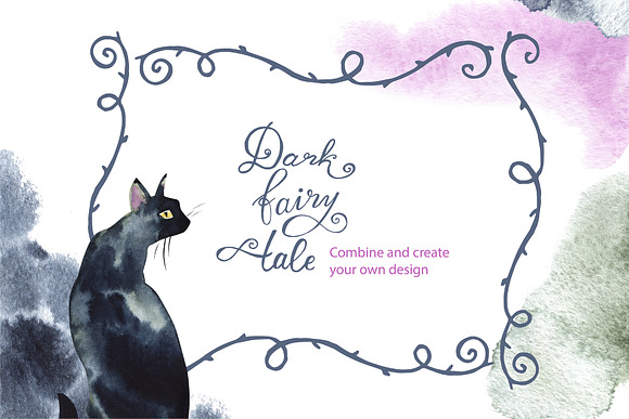 Dark fairy tale. Watercolor cliparts in Objects - product preview 3