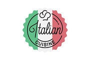 Italian cuisine logo. Round linear.