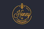 Honey bee logo. Round linear logo.