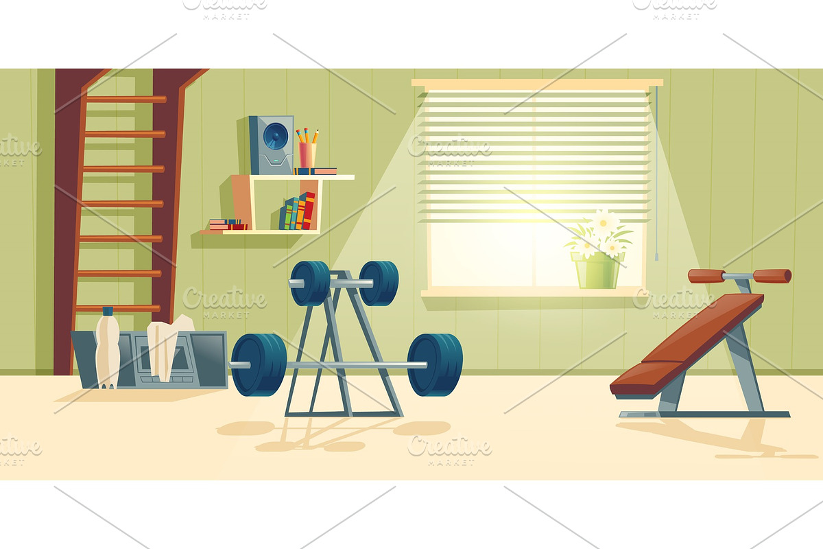 Vector home gym with barbell in Textures - product preview 8