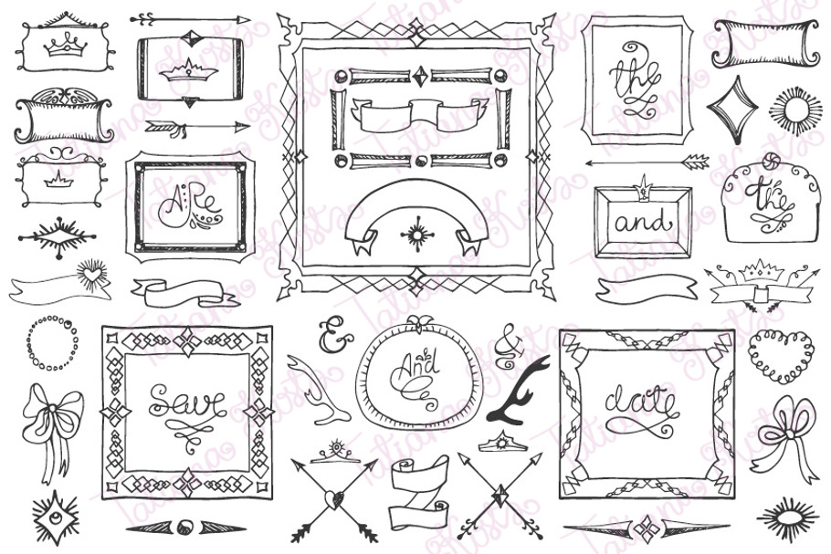 Doodle frame,decor elements 04 in Objects - product preview 8