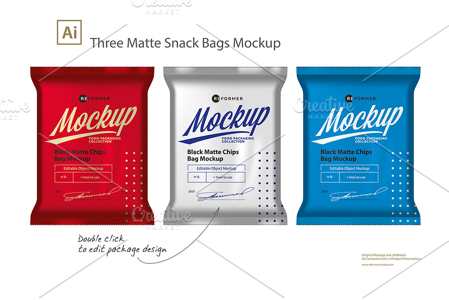 Three Matte Snack Bars Mockup in Product Mockups - product preview 8