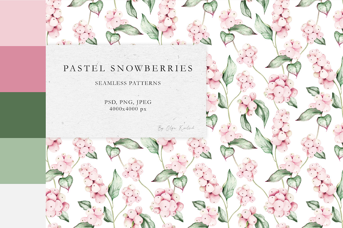 Pastel Snowberries Pattern Bundle in Patterns - product preview 8