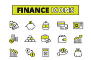 Finance business pictograms set