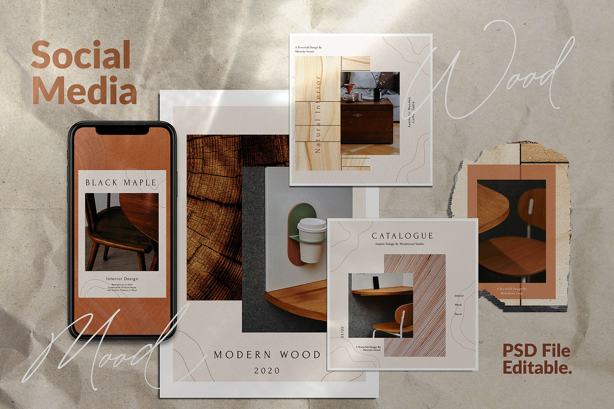 Mood Wood - Instagram Template + SG in Instagram Templates - product preview 8