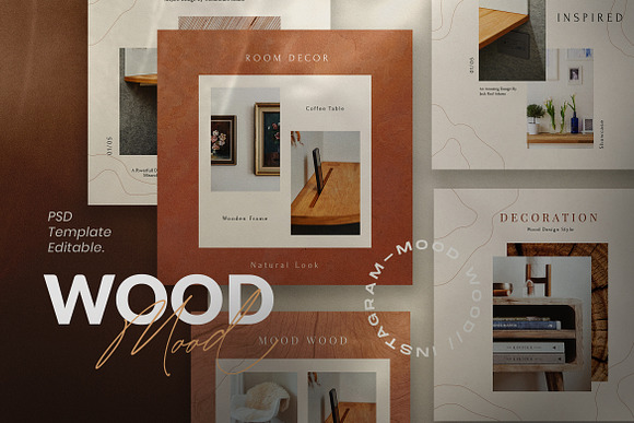 Mood Wood - Instagram Template + SG in Instagram Templates - product preview 1