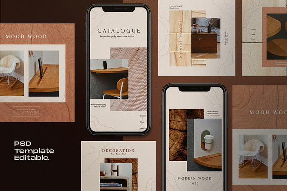 Mood Wood - Instagram Template + SG in Instagram Templates - product preview 3