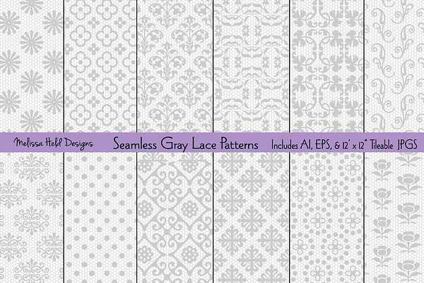 Seamless Gray Lace Patterns