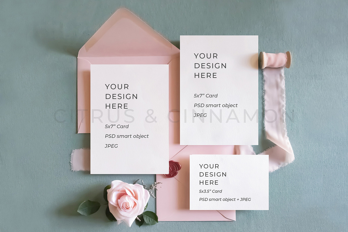 Wedding Invitation Suite Mockup 1328 in Print Mockups - product preview 8