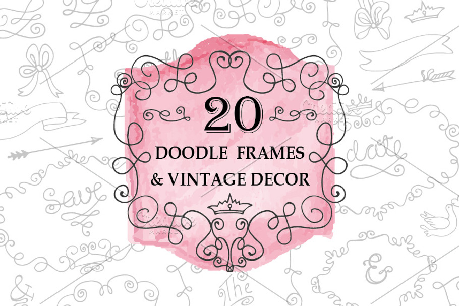 Doodle swirling frames.Vintage set in Objects - product preview 8