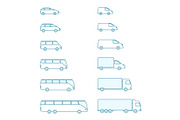 The size of the transport icon set