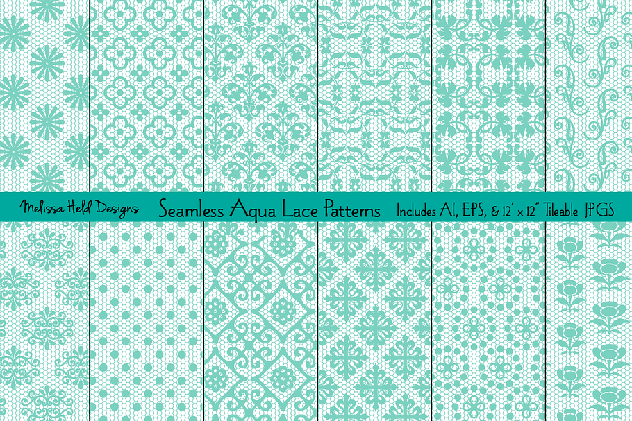 Seamless Aqua Lace Patterns