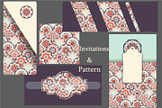 Set of Cards and seamless pattern