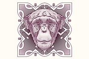 Engraving head of the monkey