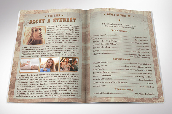 Cow Girl Funeral Program Word in Brochure Templates - product preview 1