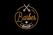 Barber shop logo. Round linear logo.