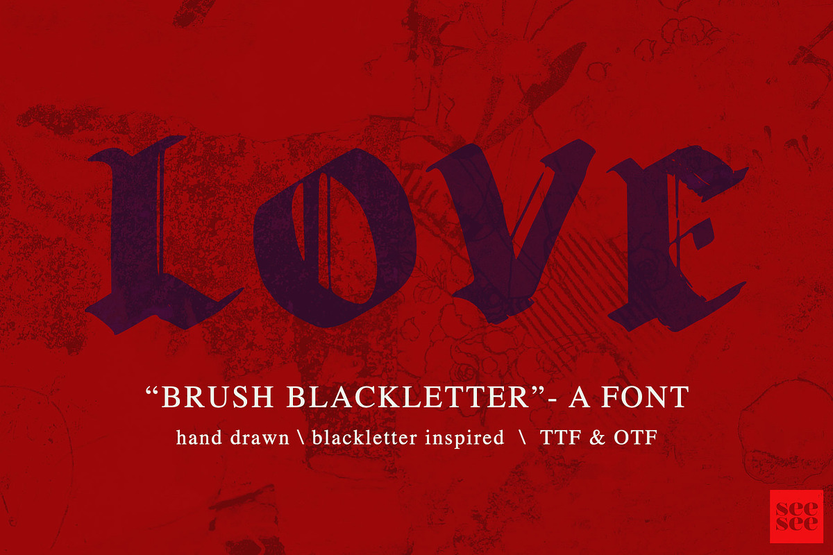 Brush Blackletter - Hand Drawn Font in Blackletter Fonts - product preview 8