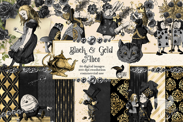Black & Gold Alice in Wonderland