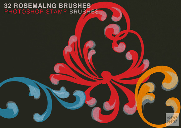 Rosemaling Photoshop Stamp Brushes in Add-Ons - product preview 2