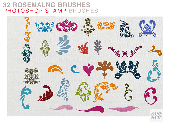 Rosemaling Photoshop Stamp Brushes in Add-Ons - product preview 3