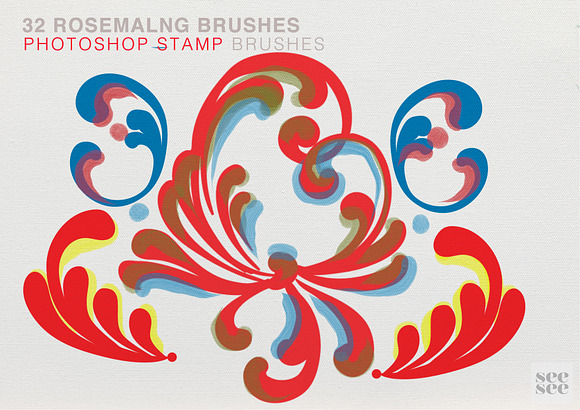 Rosemaling Photoshop Stamp Brushes in Add-Ons - product preview 4