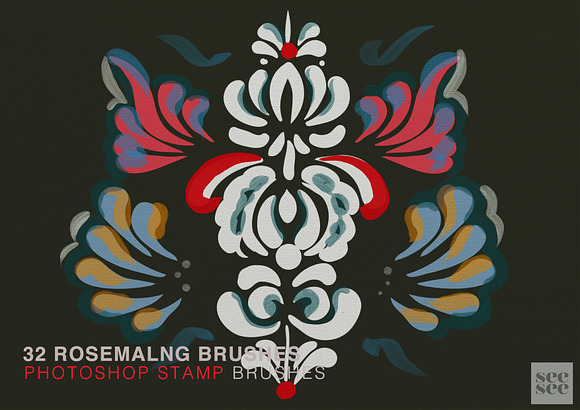 Rosemaling Photoshop Stamp Brushes in Add-Ons - product preview 7