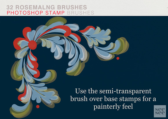 Rosemaling Photoshop Stamp Brushes in Add-Ons - product preview 8