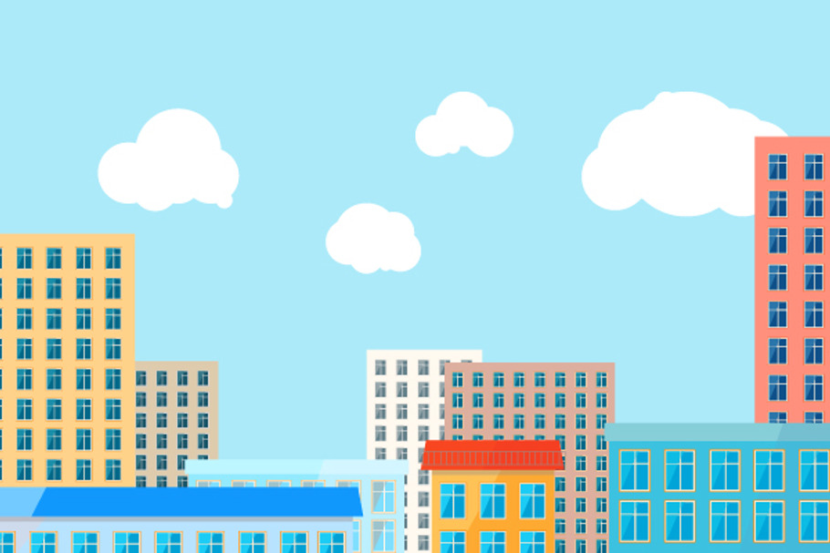 Flat illustration of urban city in Illustrations - product preview 8