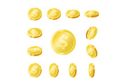 Shiny golden coins isolated icons